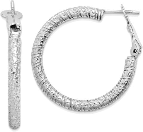 Sterling Silver Rhod-plated 3.25x30mm Omega Back Hoop Earrings Delicate in Kuwait