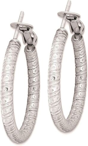 Sterling Silver Rhod-plated 3.25x30mm Omega Back Hoop Earrings Delicate in Kuwait