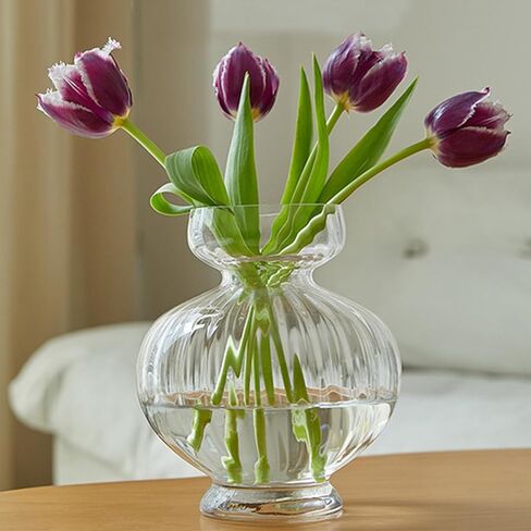 مزهريات زجاجية كبيرة للقطع المركزية واسعة وكبيرة مضلعة مزهرية صفير لمبة الأفوكادو المزهريات الشفافة لتزيين الطاولة سمك حديث لحفل زفاف ديكور غرفة المعيشة المنزلية 7.63 بوصة عرض × 8.66 بوصة ارتفاع in Kuwait