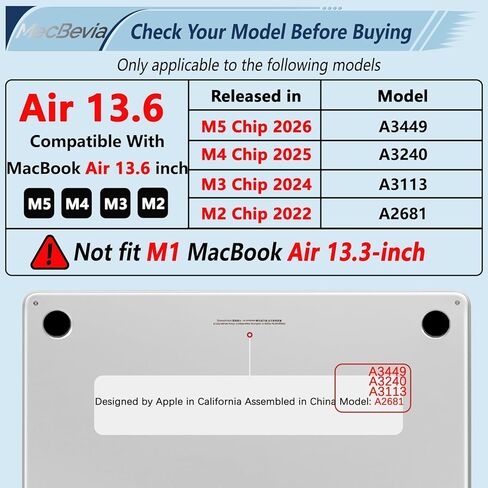 MecBevia Compatible with 2026 M5 MacBook Air 13 inch Case 2026 2025 2024-2022 M5 A3449 M4 A3240 M3 A3113 M2 A2681, Keyboard Cover, Screen Protector, Webcam Cover & Type-C OTG, Seamless Floral in Saudi Arabia