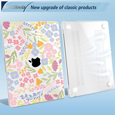 MecBevia Compatible with 2026 M5 MacBook Air 13 inch Case 2026 2025 2024-2022 M5 A3449 M4 A3240 M3 A3113 M2 A2681, Keyboard Cover, Screen Protector, Webcam Cover & Type-C OTG, Seamless Floral in Saudi Arabia