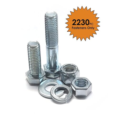 Titan Industrial Supply- 2,230 pcs Metric 8.8 Coarse Thread Hardware Assortment Kit with Hex Cap Screws, Hex Nuts, Nylon Locknuts & Washers - Fasteners Only in Kuwait