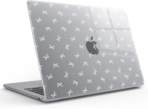 Idocolors Case Compatible with MacBook Air 13 inch 2022 2021 2020 2019 2018 M1 A2337 A2179 A1932, Crystal Clear Scratch Resistant Protective Cover for MacBook Air 13.3 inch Case, White Bow-1/Clear in Saudi Arabia