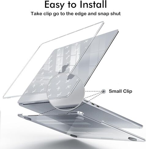 Idocolors Case Compatible with MacBook Air 13 inch 2022 2021 2020 2019 2018 M1 A2337 A2179 A1932, Crystal Clear Scratch Resistant Protective Cover for MacBook Air 13.3 inch Case, White Bow-1/Clear in Saudi Arabia