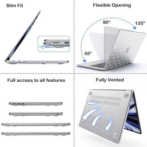 Idocolors Case Compatible with MacBook Air 13 inch 2022 2021 2020 2019 2018 M1 A2337 A2179 A1932, Crystal Clear Scratch Resistant Protective Cover for MacBook Air 13.3 inch Case, White Bow-1/Clear in Saudi Arabia