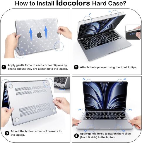 Idocolors Case Compatible with MacBook Air 13 inch 2022 2021 2020 2019 2018 M1 A2337 A2179 A1932, Crystal Clear Scratch Resistant Protective Cover for MacBook Air 13.3 inch Case, White Bow-1/Clear in Saudi Arabia