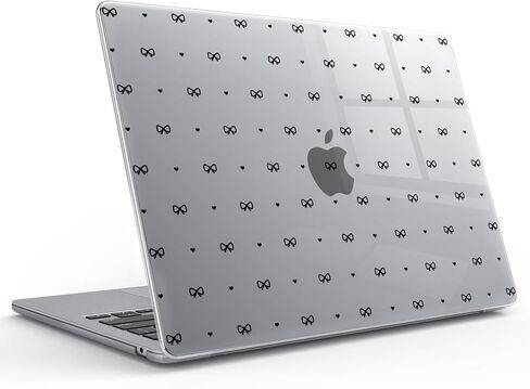 Idocolors Case Compatible with MacBook Air 13 inch 2022 2021 2020 2019 2018 M1 A2337 A2179 A1932, Crystal Clear Scratch Resistant Protective Cover for MacBook Air 13.3 inch Case, White Bow-1/Clear in Saudi Arabia