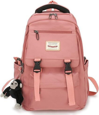 حقيبة ظهر كاجوال ذات لون سادة كبيرة الحجم للسفر الجامعي مقاس 15.6 بوصة حقيبة ظهر للكمبيوتر المحمول مع حقيبة نهارية مُعلقة (أصفر) in Kuwait