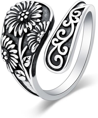 Vintage Spoon Rings 925 Sterling Silver Sunflower/Celtic Knot/Moon and Sun Thumb Rings Vintage Thumb Jewelry Gifts for Women in Saudi Arabia