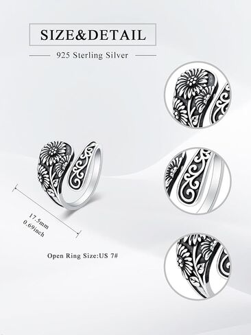 Vintage Spoon Rings 925 Sterling Silver Sunflower/Celtic Knot/Moon and Sun Thumb Rings Vintage Thumb Jewelry Gifts for Women in Saudi Arabia