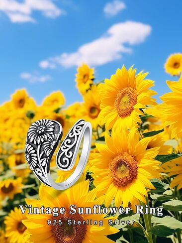 Vintage Spoon Rings 925 Sterling Silver Sunflower/Celtic Knot/Moon and Sun Thumb Rings Vintage Thumb Jewelry Gifts for Women in Saudi Arabia