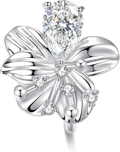 18K Gold Plated Red Flower Open Ring with Emerald for Charm Women, Fingertips Blooming in Saudi Arabia