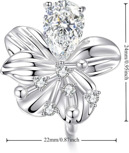 18K Gold Plated Red Flower Open Ring with Emerald for Charm Women, Fingertips Blooming in Saudi Arabia