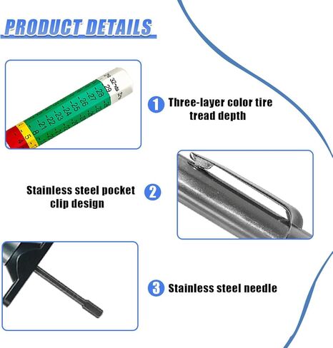 Car Tire Tread Depth Gauge, Universal Color Coded Tire Wear Depth Gauge Tool in 32nds, Automotive Tires Measuring Tool Accessories for Car, Truck, Motorcycle (1PC) in Saudi Arabia