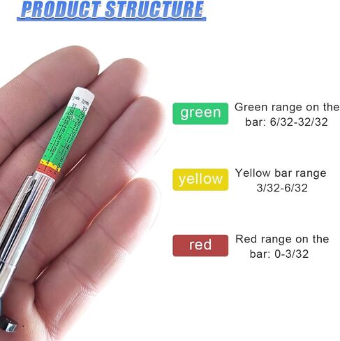 Car Tire Tread Depth Gauge, Universal Color Coded Tire Wear Depth Gauge Tool in 32nds, Automotive Tires Measuring Tool Accessories for Car, Truck, Motorcycle (1PC) in Saudi Arabia