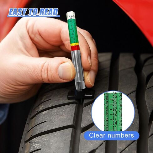 Car Tire Tread Depth Gauge, Universal Color Coded Tire Wear Depth Gauge Tool in 32nds, Automotive Tires Measuring Tool Accessories for Car, Truck, Motorcycle (1PC) in Saudi Arabia