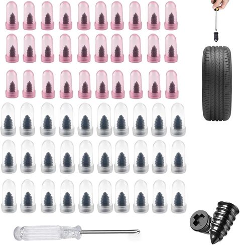 60PCS Tire Repair Rubber Nail, Vacuum Tire Repair Kits Spiral Rubber Nails, Tire Screw Plug Fast Tool Self Service Tire Repair Nail for car, Motorcycle, Truck, Tractor Tire Puncture Repair in Kuwait