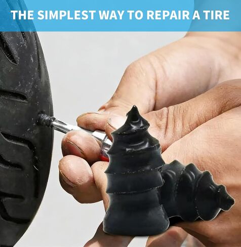 60PCS Tire Repair Rubber Nail, Vacuum Tire Repair Kits Spiral Rubber Nails, Tire Screw Plug Fast Tool Self Service Tire Repair Nail for car, Motorcycle, Truck, Tractor Tire Puncture Repair in Kuwait