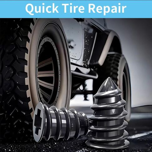 60PCS Tire Repair Rubber Nail, Vacuum Tire Repair Kits Spiral Rubber Nails, Tire Screw Plug Fast Tool Self Service Tire Repair Nail for car, Motorcycle, Truck, Tractor Tire Puncture Repair in Kuwait