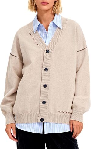 Bakyarder Cardigan Sweater Cozy Chunky Knit Open Front Cardigan V Neck Oversized Sweaters Y2K 2025 Outfits for Fall Winter in Kuwait