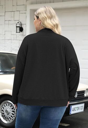 Celkuser Plus Size Casual Oversized Long Sleeve Cardigan Jacket for Womens Open Front Lightweight Sweatshirt with Pocket in Saudi Arabia