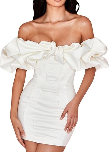 فستان حريمي مكشكش من الساتان بدون أكتاف ضيق أنيق بدون حمالات صيفي مثير لحفلات الكوكتيل فساتين قصيرة قصيرة in Kuwait