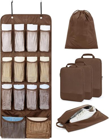 BAGSMART Hanging Compression Packing Cubes for Closet Organizers And Storage, 6 Set Suitcase Organizer Bags Set, Cruise Travel Essentials for Women, Black in Saudi Arabia