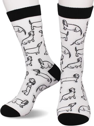 جوارب لطيفة من نوع داشهند للنساء والرجال - طباعة كارتونية للكلاب السجق، مزيج من القطن الناعم، جوارب كاجوال متوسطة الساق قابلة للتنفس.(151) in Kuwait