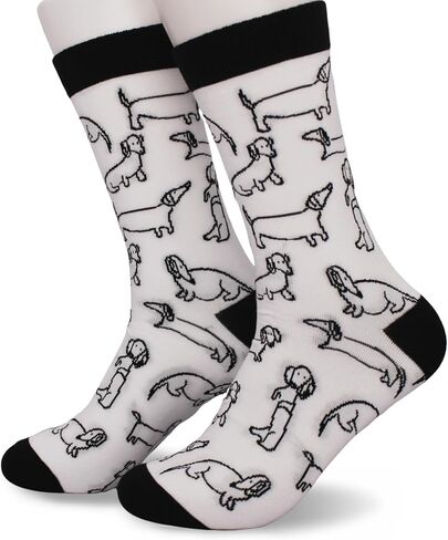 جوارب لطيفة من نوع داشهند للنساء والرجال - طباعة كارتونية للكلاب السجق، مزيج من القطن الناعم، جوارب كاجوال متوسطة الساق قابلة للتنفس.(151) in Kuwait