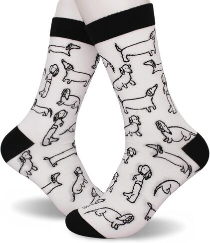 جوارب لطيفة من نوع داشهند للنساء والرجال - طباعة كارتونية للكلاب السجق، مزيج من القطن الناعم، جوارب كاجوال متوسطة الساق قابلة للتنفس.(151) in Kuwait