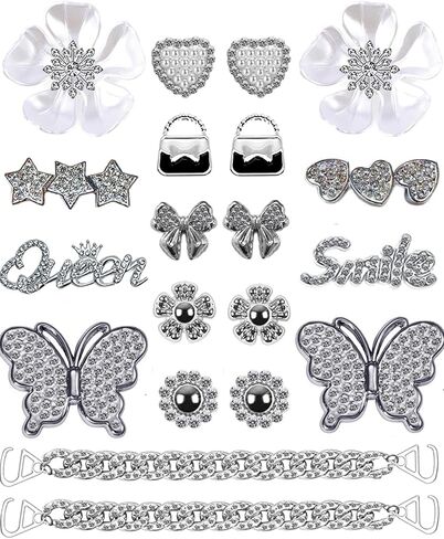 Bling Shoe Charms Designer Bling Chain Shoes Accessories for Women Girls Jewelry Cute Shoe Decoration Charms Butterfly Flower for Birthday Gifts Party Favors in Saudi Arabia