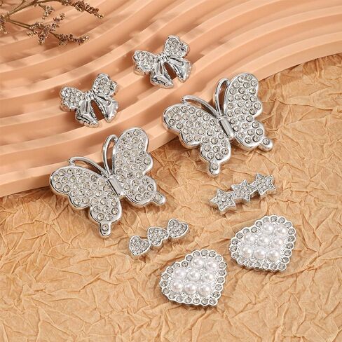 Bling Shoe Charms Designer Bling Chain Shoes Accessories for Women Girls Jewelry Cute Shoe Decoration Charms Butterfly Flower for Birthday Gifts Party Favors in Saudi Arabia