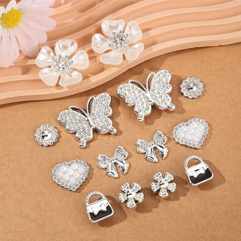 Bling Shoe Charms Designer Bling Chain Shoes Accessories for Women Girls Jewelry Cute Shoe Decoration Charms Butterfly Flower for Birthday Gifts Party Favors in Saudi Arabia