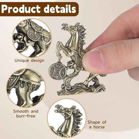 2 Pcs Brass Horse Statue 2026 Year of The Horse Figurine, Small Golden Feng Shui Zodiac Animal Ornament for Good Luck & Wealth, Mini Copper Sculpture for Home Office Desk Car Collection in Saudi Arabia
