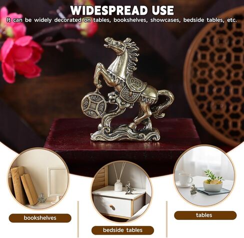 2 Pcs Brass Horse Statue 2026 Year of The Horse Figurine, Small Golden Feng Shui Zodiac Animal Ornament for Good Luck & Wealth, Mini Copper Sculpture for Home Office Desk Car Collection in Saudi Arabia