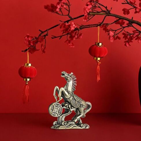 2 Pcs Brass Horse Statue 2026 Year of The Horse Figurine, Small Golden Feng Shui Zodiac Animal Ornament for Good Luck & Wealth, Mini Copper Sculpture for Home Office Desk Car Collection in Saudi Arabia