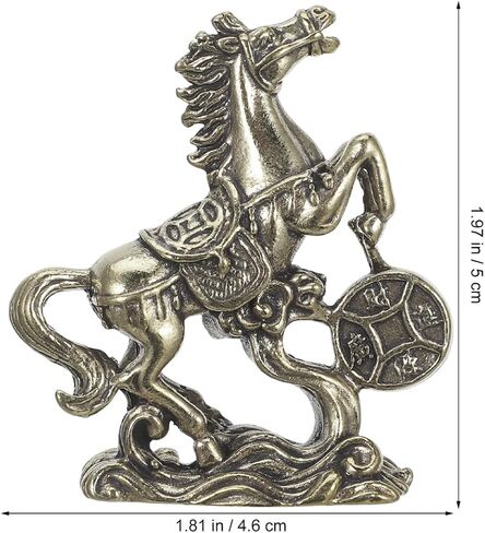 2 Pcs Brass Horse Statue 2026 Year of The Horse Figurine, Small Golden Feng Shui Zodiac Animal Ornament for Good Luck & Wealth, Mini Copper Sculpture for Home Office Desk Car Collection in Saudi Arabia