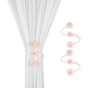 SUQ I OME 3 Pieces of Handmade Artificial Flower Curtain Holdbacks Clips Window Drape Twist Tie Backs for Women, Girls Bedroom Decorative Draperies Holdbacks (Pink) in Kuwait