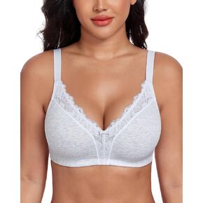 حمالة صدر نسائية DotVol مقاس كبير من الدانتيل برقبة على شكل حرف V من القطن غير مبطنة ومريحة للاستخدام اليومي in Kuwait