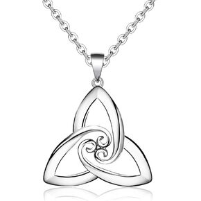 قلادة من الفضة الاسترليني سلتيك قلادة عصرية على شكل عقدة حب متقاطعة مثلثة مطلية بالذهب الأبيض لا تسبب الحساسية مجوهرات عتيقة مع سلسلة سحر هدايا عيد ميلاد للنساء in Kuwait