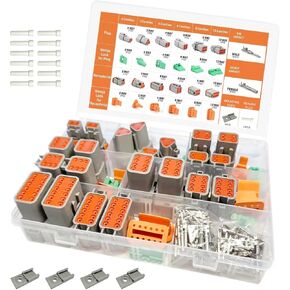 204PCS Deutsch Connector Kit, DT 2 3 4 6 8 12 Pin Connectors, IP67 Waterproof Electrical Connectors Plug with 70 Pairs Size 16 Stamped Contacts for Car Truck Boat Motor in Saudi Arabia