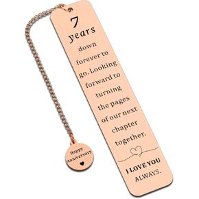 Copper Gifts for 7 Years Anniversary, 7th Anniversary Bookmark Gifts for Him Her, Date Night Ideas, Chritmas Bookmarks for Wife Husband-Copper Anniversaries Giftss for Women Men Valentine Day Bookmark in Saudi Arabia
