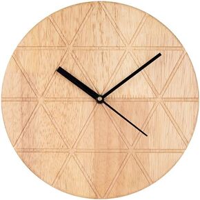 Wooden Wall Clock, Modern Round Design, Natural Wood Finish with sleek black hands, 24 cm size pack of 1 (Battery not included) in Saudi Arabia