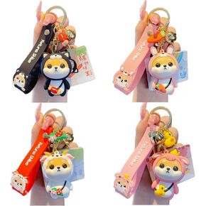4Pcs Cute Kawaii 12 Zodiac Theme Lucky Animals Shiba Inu Pendant Keychain Key-Chain, Keyring Lover Valentine Gift Pendant for Handbag Tote Purse Backpack Bag Car Key Wrist Strap in Kuwait