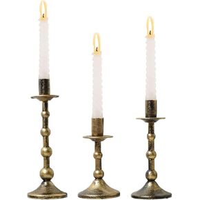 حاملات شمعدان حديد معدنية للقطعة المركزية العتيقة 3 قطع عصا شموع ذهبية مستدقة عمود روماني عتيق ديكور ديكور لحفلات الزفاف، مدفأة الحفلات، 6 بوصة + 7.5 بوصة + 9 بوصة (ارتفاع) in Kuwait