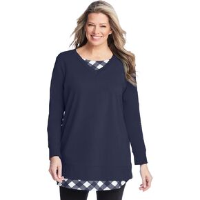 Woman Within Plus Size Layered Look Sweatshirt in Kuwait