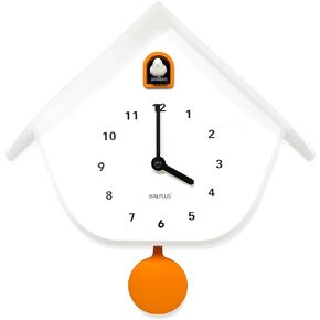 WALPLUS Modern Cuckoo Clocks for Wall Hourly Chiming Coo Coo Clock Volume Adjustable Cookoo Clock Removable Pendulum Christmas Cuckoo Gift White Matte Interior Decoration in Kuwait
