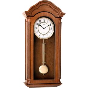 Pendulum Wall Clock Battery Operated - Large Hanging Grandfather Wall Clock with Pendulum - Quiet Wood Pendulum Clock - Wooden Wall Clock for Living Room Decor, Office & Home Décor Gift 27x11 in Kuwait