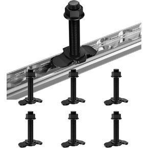 6 عبوات 60 مم L-Track ذات العروة المزدوجة الملولبة، 3000 رطل أقصى حمولة، ملحقات المسار L، مرساة التحكم في البضائع الثقيلة لسرير الشاحنة والمقطورة، 3/8 بوصة - 24 UNF × 2.36 بوصة - أسود in Kuwait