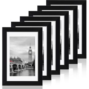 Fixwal 4x6 Picture Frame Set of 6 with Shatter Resistant Plastic Glass, Thin Border and Light Weight Photo Frames for Wall or Tabletop Display, Black in Kuwait